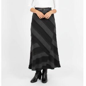 Ilusion Gray Patchwork cottage farmhouse granny core Maxi Skirt 8